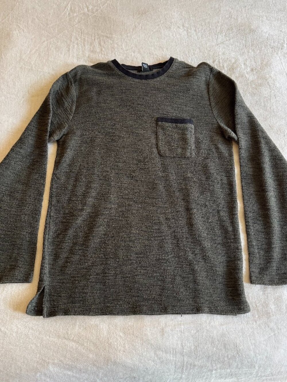Forever 21 Men's Long Sleeve Knit Pocket Shirt S Olive